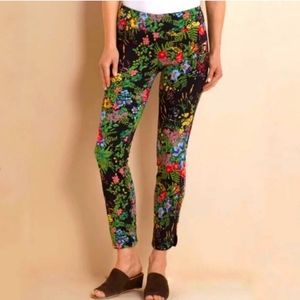 SOFT SURROUNDINGS In Bloom Floral Print Slim Ankle Pants Size M